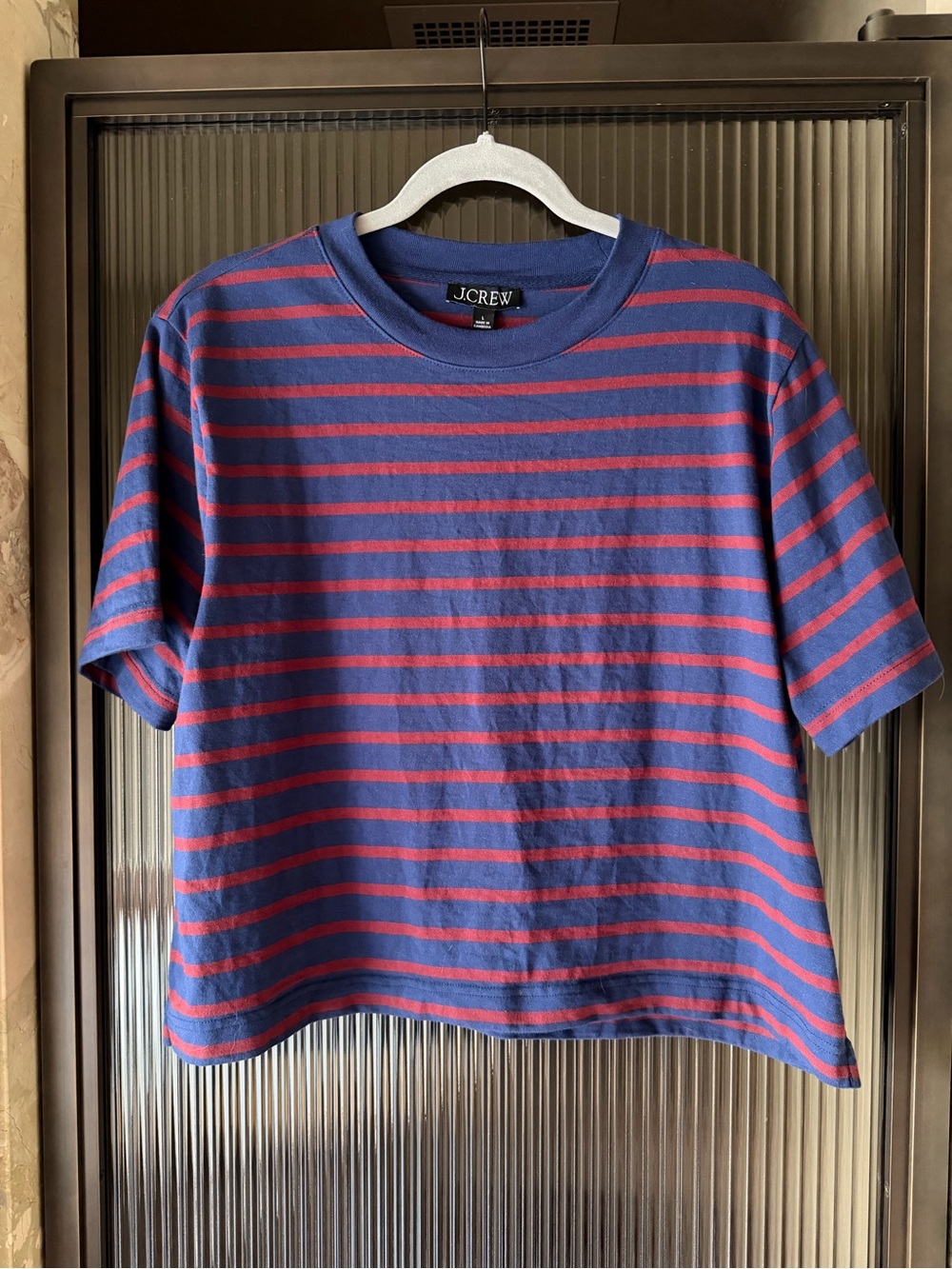 J.Crew - Relaxed Premium Weight Cropped T Shirt, Size Large